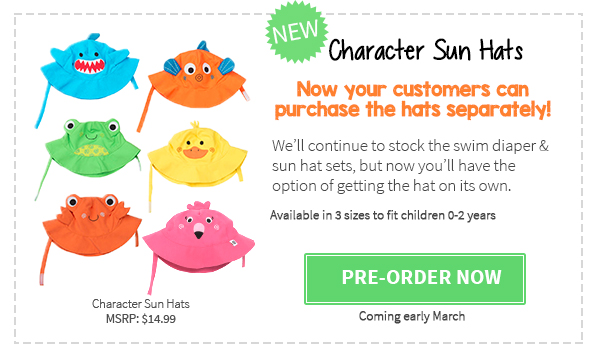 New from Zoocchini: Character hats now available individually